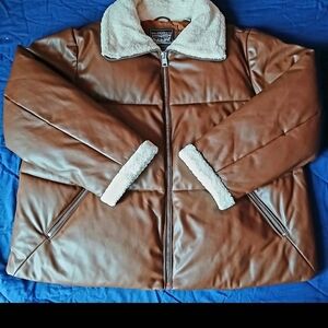 Levi's Brown Puffer Jacket with Shearling Collar